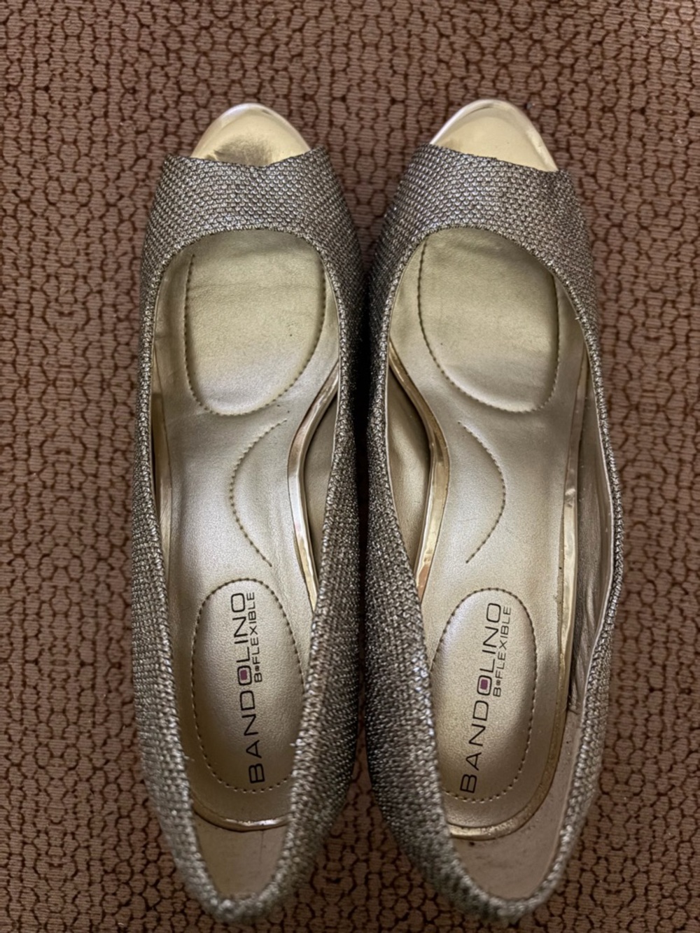 Bandolino Metallic Gold Peep-Toe Heels